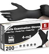 Schneider Medical Nitrile Exam Gloves, 4 Mil Black Gloves Disposable Latex Free Powder Free, Food...