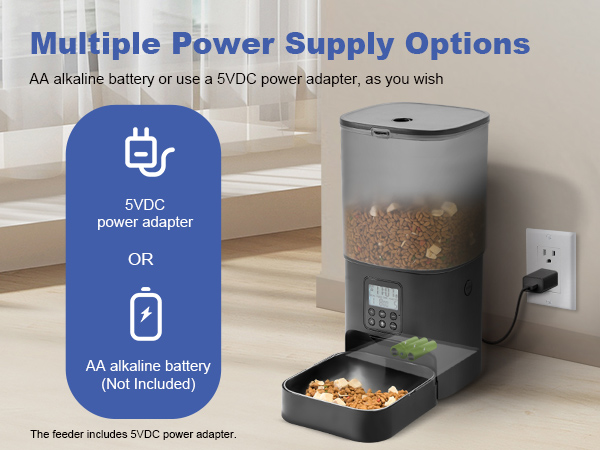 automatic cat feeder two power supplies