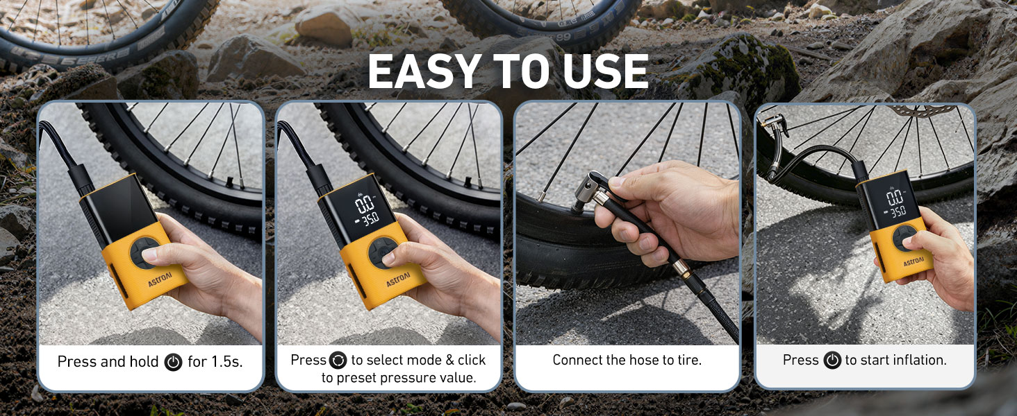 Bike Pump tire inflator portable air compressor e bike accessories