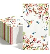 100 Pcs Boho Vintage Vintage Wildflower Cocktail Napkins Retro Decorative Decoupage Napkin Spring...