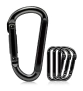 Caribeener Carabiner Clip, 860lbs, 3" Iron Heavy Duty Carabiner, D Shape Buckle - Keychains, Camp...