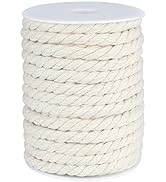 jijAcraft Cotton Cord 8mm x 66 Feet,Natural Cotton Macrame Twine String Rope Cord,3 Ply Unbleache...