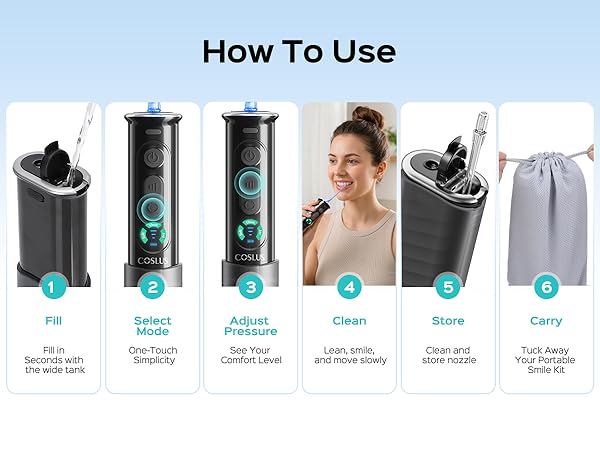 COSLUS T50 Portable Water Flosser for Travel