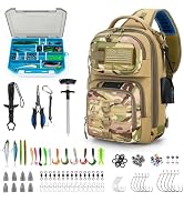 oinitiry Fishing Sling Bag, Fishing Bag With Rod Holder Fixed Stickers, MOLLE System, Soft Bait &...