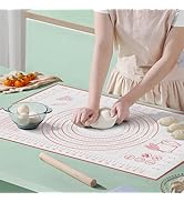 Silicone Pastry Baking Mat 16x24 Inch Large - Non-Stick Non-Slip Dough Rolling Mat with Measureme...