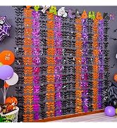 LOLStar Halloween Orange Purple Black Bats Photo Booth Props, 2 Pack 3.3 X 6.6 ft Metallic Foil F...