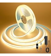 AUZIWE COB LED Strip, 16.4ft Warm White COB LED Strip Light, Dimmable LED Light Strip 2700K, CRI9...