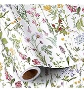 RUSPEPA Floral Wrapping Paper Roll for Women - 17 Inches x 16.4 Feet - Elegant Wild Flower Design...