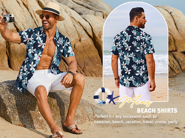 COOFANDY Mens Tropical Shirts Short Sleeve Resort Wear