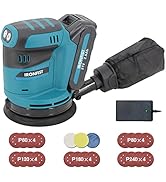 IRONFIST Random Orbit Sander 5inch 21V Lithium Battery 3 Speed Setting with Dust Bag 20pcs sandpa...