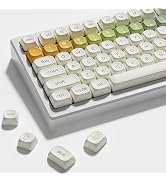 Womier PBT Keycaps Set 126 Keys, Doubleshot Dye Sub Side Print White Custom Round Keycaps for 60 ...