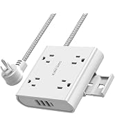 Sureance Surge Protector Power Strip with 4 AC Outlets, 3 USB-A Ports, 1 USB-C Port, White, 1050J...