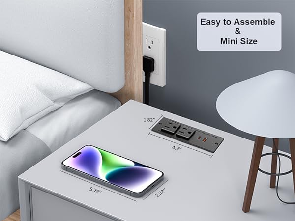 mini size recessed power strip