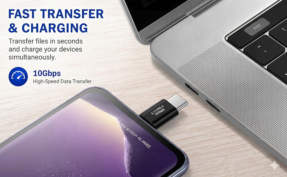 10Gbps Type-C 3.1 adapter for fast data transfer and simultaneous charging