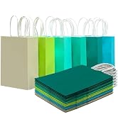 qiqee 30PCS Medium Gift Bag with Handles Bulk 11"x5"x8" Gift Bags 6 Different Green Color Bags Mu...