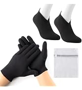 BESSLEE 12 Pairs Cotton Moisturizing Gloves and Socks Set (1 Washing Bag, Snug Fit), Dry Hands Fe...