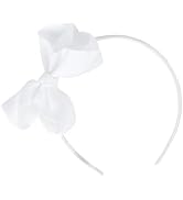 Motique Accessories Headband With Side Grosgrain Bow - White