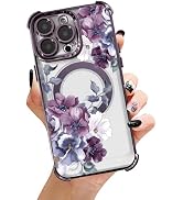 Uioeua Compatible with iPhone 14 Pro Max Cute Case, Flower Pattern with Magsafe Four Corners Shoc...