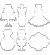 LILIAO Wedding Cookie Cutter Set for Anniversary/Bridal/Engagement - 6 Piece - Diamond Ring, Wedd...