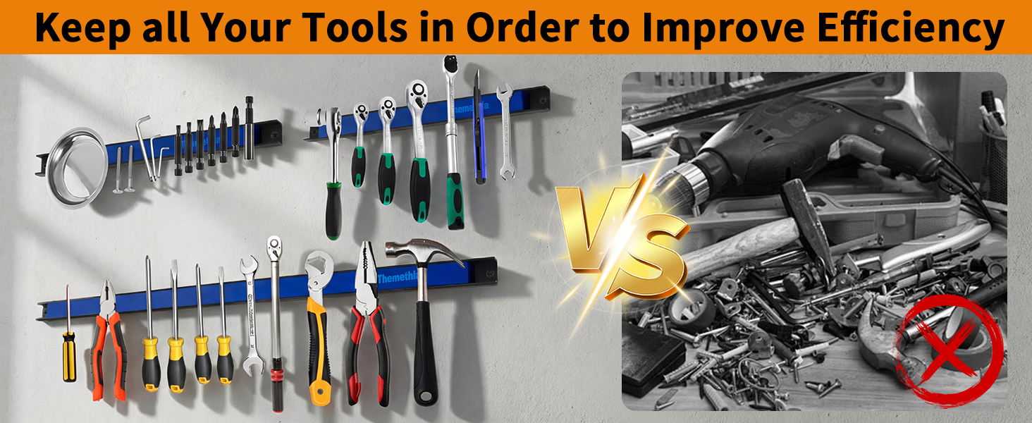 Magnetic Tool Holder Rack Set Magnet Tool Strip Workshop Garage Organization Bar