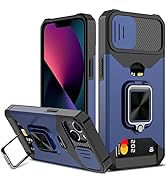 Nvollnoe for iPhone 13 Case with Sliding Camera Cover and Card Holder Heavy Duty Protective iPhon...