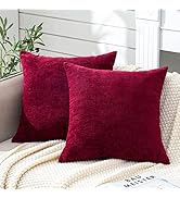 GAWAMAY Decorative Square Throw Pillow Covers 18"x18" Inch Set of 2, Super Soft Chenille Pillows ...