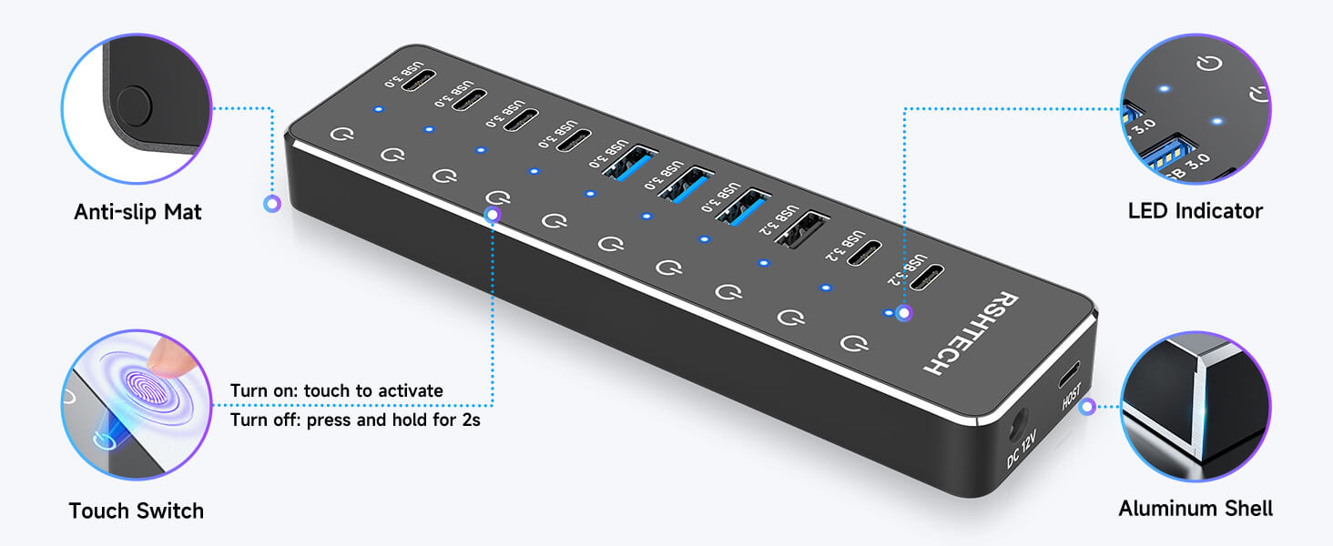 usb hub with touch switch