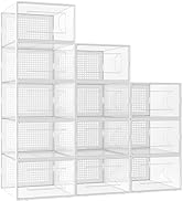 Kuject X-Large Shoe Storage Box Fit Size 11,Clear Plastic Stackable Shoe Organizer for Closet, Sp...