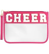 TESAFNG Cheer Bag - Clear Chenille Varsity Letter Flat Pouch with Zipper, Waterproof Clear PVC&PU...