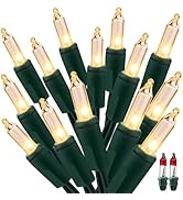 ODEETRONIC Steady & Blink Clear Christmas Lights, 21.63ft 100 Count Incandescent Christmas Lights...