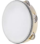 8 Inch Tambourines for Adults Wooden Hand Drum with Metal Jingles Bells Tambourines Musical Instr...