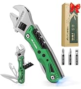FLISSA 13-in-1 Multi Tool Wrench, Stainless Steel Multitool Adjustable Wrench with LED Light, EDC...