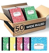 Rosmonde 50 Pack Bulk Composition Notebooks, Wide Ruled, 200 Pages (100 Sheets), 9-3/4 x 7-1/2, H...