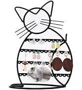 Urban Deco Jewelry Organizer Stand Cat Shaped Earring Holder Organizer Metal 48 Stud Earring Hole...