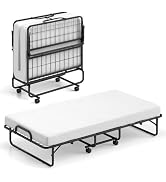 Giantex Folding Bed with Mattress for Adults, Twin Size Rollaway Beds for Guest, Space Saving Por...