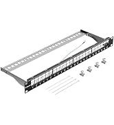 VCELINK 24-Port All Metal Blank Keystone Shielded Patch Panel, 1U Rackmount | With Cable Manageme...