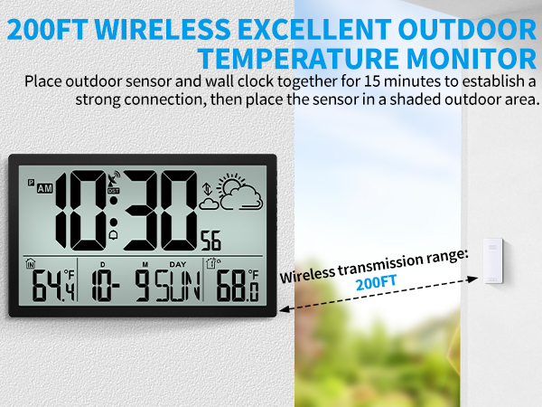 200FT Wireless Excellent Outdoor Temperature Monitor