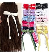 20 Hair Bow Clips with Ribbons, Bowknots, and Long Tails - Barrettes for Women's Hair Styling