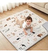 Joypony Baby Play Mat for Floor 50×50in, Quilted 1.6in Extra Thick Crawling Mat for Toddlers, Non...