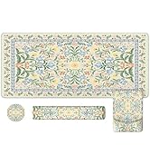 iLeadon Green Floral Desk Mat for Keyboard and Mouse,Extended Large Cute Computer Mouse Pad Sets ...