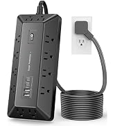 Inhwatek Surge Protector Power Strip with USB Ports (PD 20W), 6 Ft Extension Cord with Multiple O...