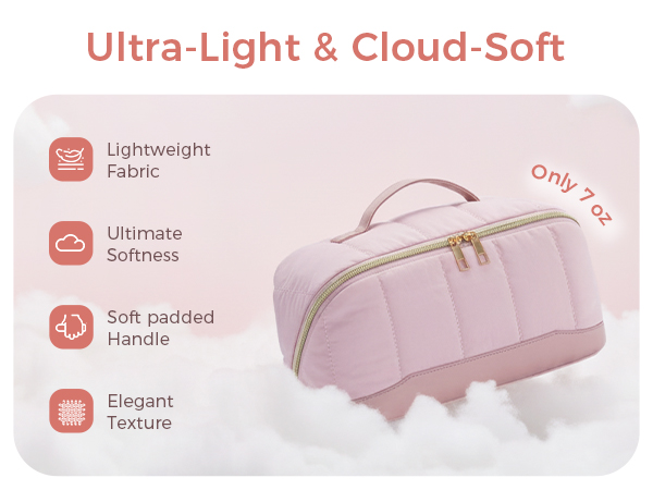 Ultra Light & Cloud-Soft.' Lightweight makeup bag