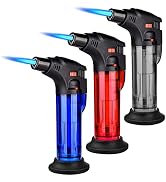3 Pack of Torch Lighter, Jet Flame Lighter Refillable Butane Gas with with Base, Windproof with F...