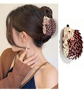 1PCS Hedgehog Hair Claw Clips Animal Hair Clips Acrylic Big Hair Jaw Clips Cute Brown Hedgehog Ha...