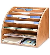 WuGeShop 7 Tiers Fan-Shaped File Organizer for Desk, Desktop Storage File Sorter with Adjustable ...