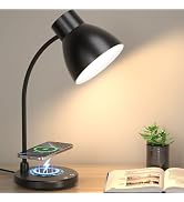 Vicsoon Desk Lamps for Home Office - LED Desk Lamp with Wireless Charger, 3 Color Modes Dimmable ...
