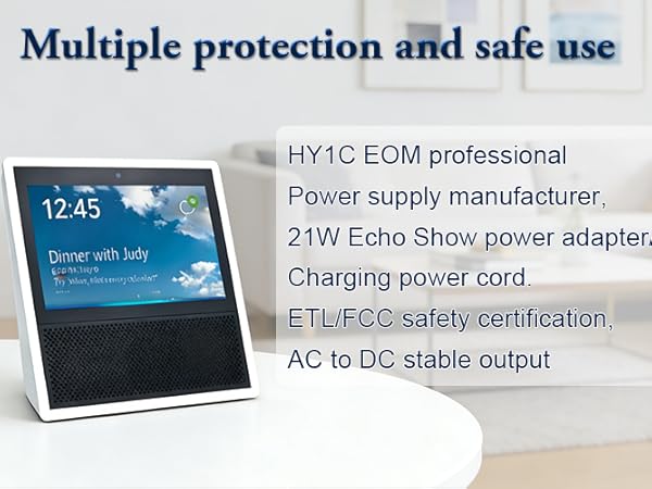 Power supply 21W Echo Show power adapter/ Charging power cord. ETL/FCC safety certification
