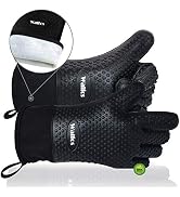 Walfos Grilling Gloves - Heat Resistant Silicone Oven Mitt, Premium Non-Slip Silicone Internal Pr...