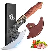 ROCOCO Viking Cleaver Knife Butcher Meat Cutting Boning Knife Hand Forged Chinese Kitchen Axe wit...