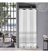 MitoVilla Small Stall Shower Curtain 36 x 72, Black White Tassel Half Size Shower Curtain Set, Bo...